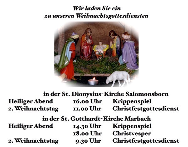 Einladung Weihnachtsgottesdienste